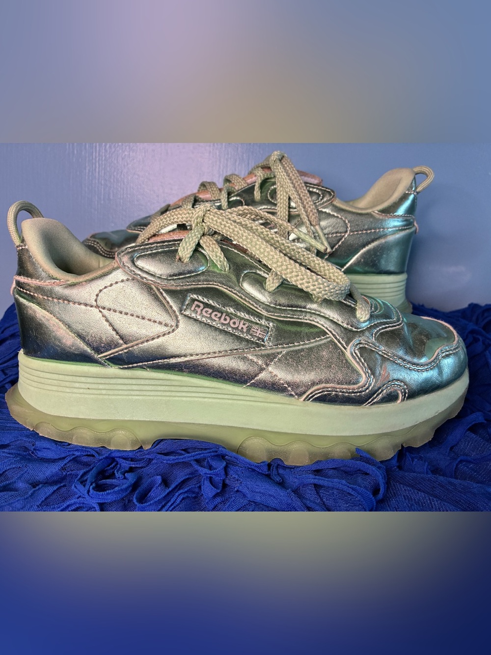 Cardi B x Reebok Classic Leather sneaker in the 'Semi Pixel Mint' / Silver